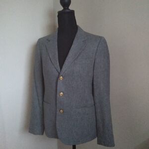 Vintage J.G. Hook Classic Gray Wool Blazer with Gold Anchor Buttons Size 8